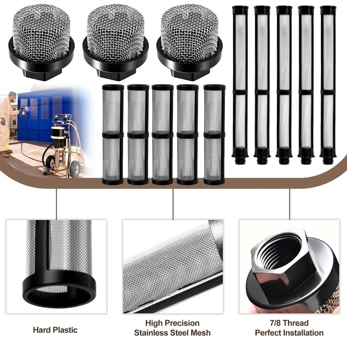 SPEEDWOX 246385 246384 287032 Set di filtri per spruzzatore airless Compatibile con Graco 190ES 295ST Parti di Vernice per Spruzzatore Airless Pompa Filtro Tubo Interno (3+5+5)