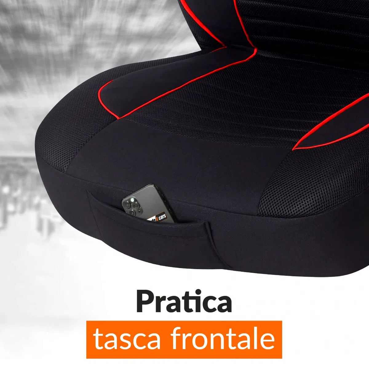 Upgrade4cars Coprisedili Auto Rosso Nero Anteriore Universali | Set Copri-Sedile Universale per Guidatore e Passeggero | Accessori Auto Interno