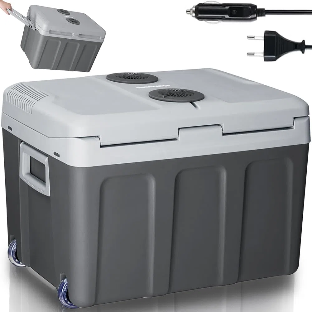 Frigorifero Elettrico Portatile per Auto da 40 Litri, Mini Frigo con Manico Ergonomico, Spina da 230V e 12V, Modalità Freddo e Caldo per Camion, Macchina, Barca, Campeggio, Camper