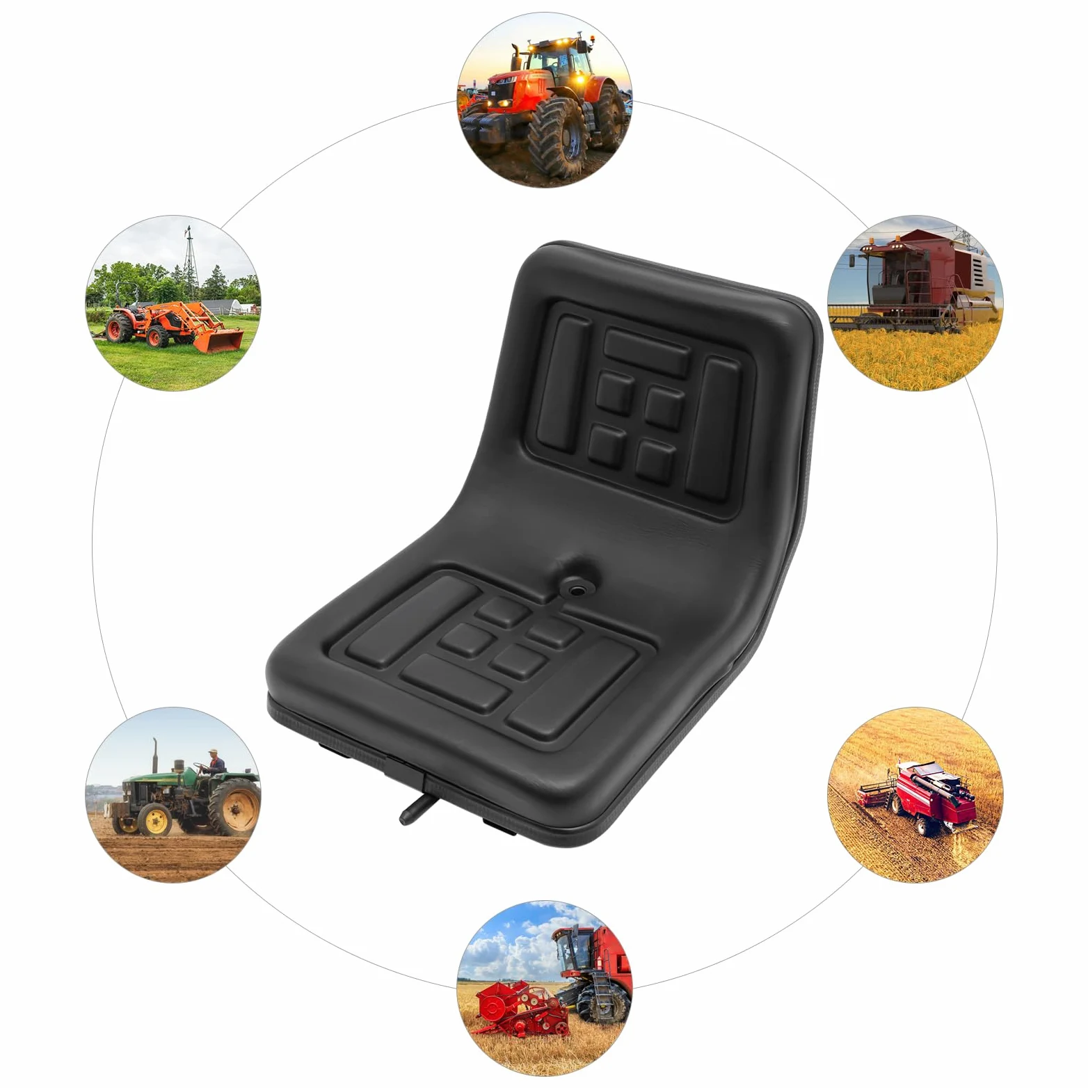 Sedile per trattore, capacità di carico 100 kg, sedile per tosaerba con foro di scarico incluso, sedile universale regolabile avanti/indietro, sedile ergonomico per trattori, tosaerba