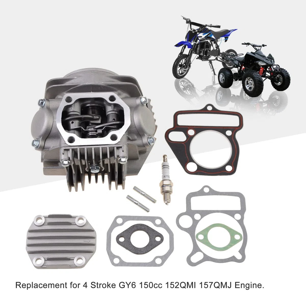 GOOFIT 52.4mm Teste Cilindro A7TC Candela Assemblaggio Kit Ricostruzione Guarnizioni Sostituzione Per 4 Tempi LIFAN 110CC 125cc Motore Moto ATV Go Kart Pocket Dirt Pit Bike