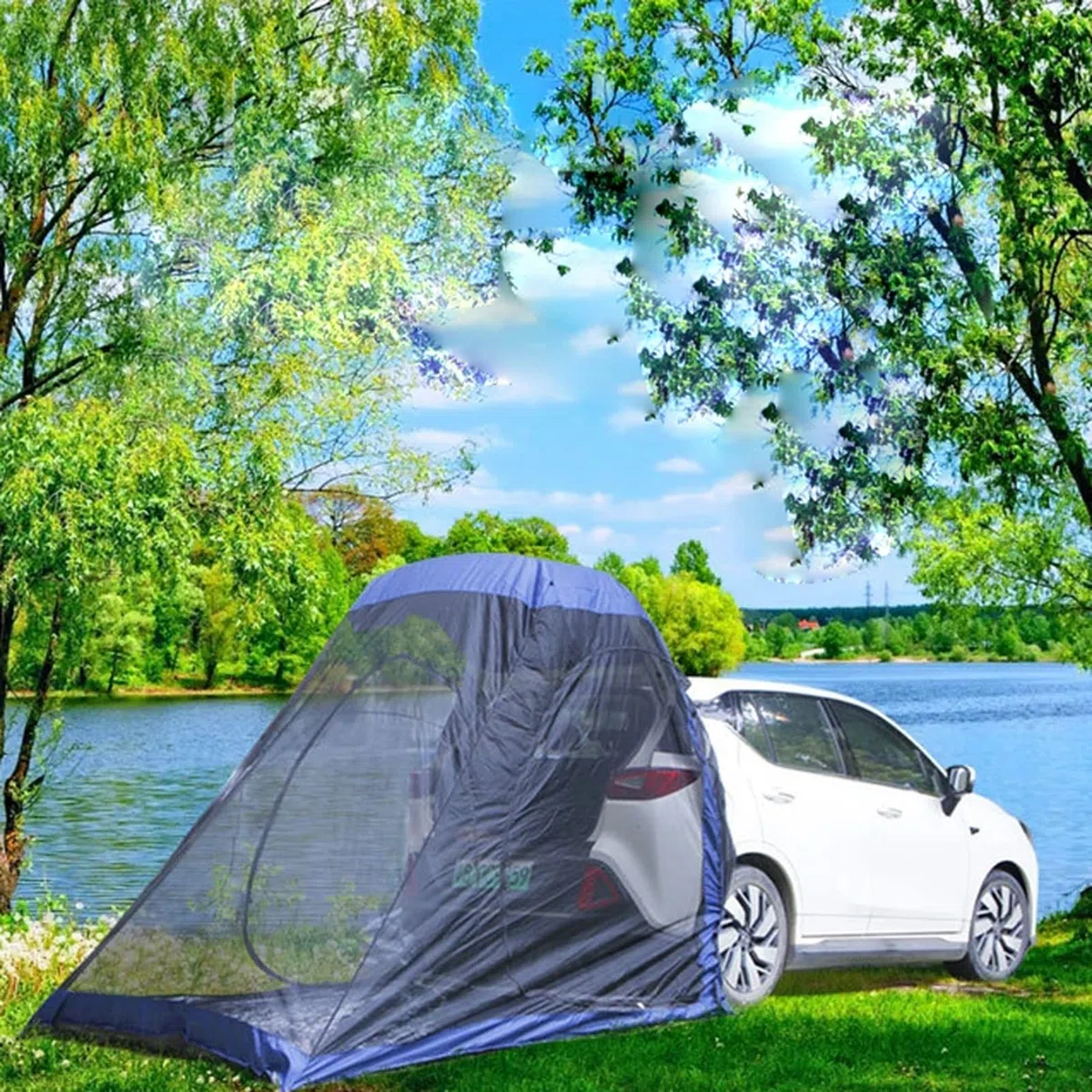 Tenda da campeggio per auto, tenda pop-up per auto, SUV, parasole per portellone posteriore, per viaggi su strada, ingresso con cerniera, essenziale per viaggi su strada