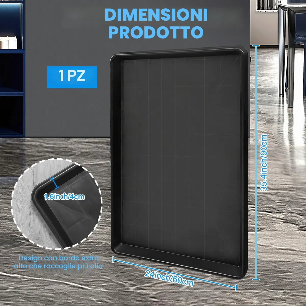 YEXEXINM Vaschetta universale grande 90 x 60 cm, grande contenitore in plastica resistente per olio, supporto per il cambio dell'olio