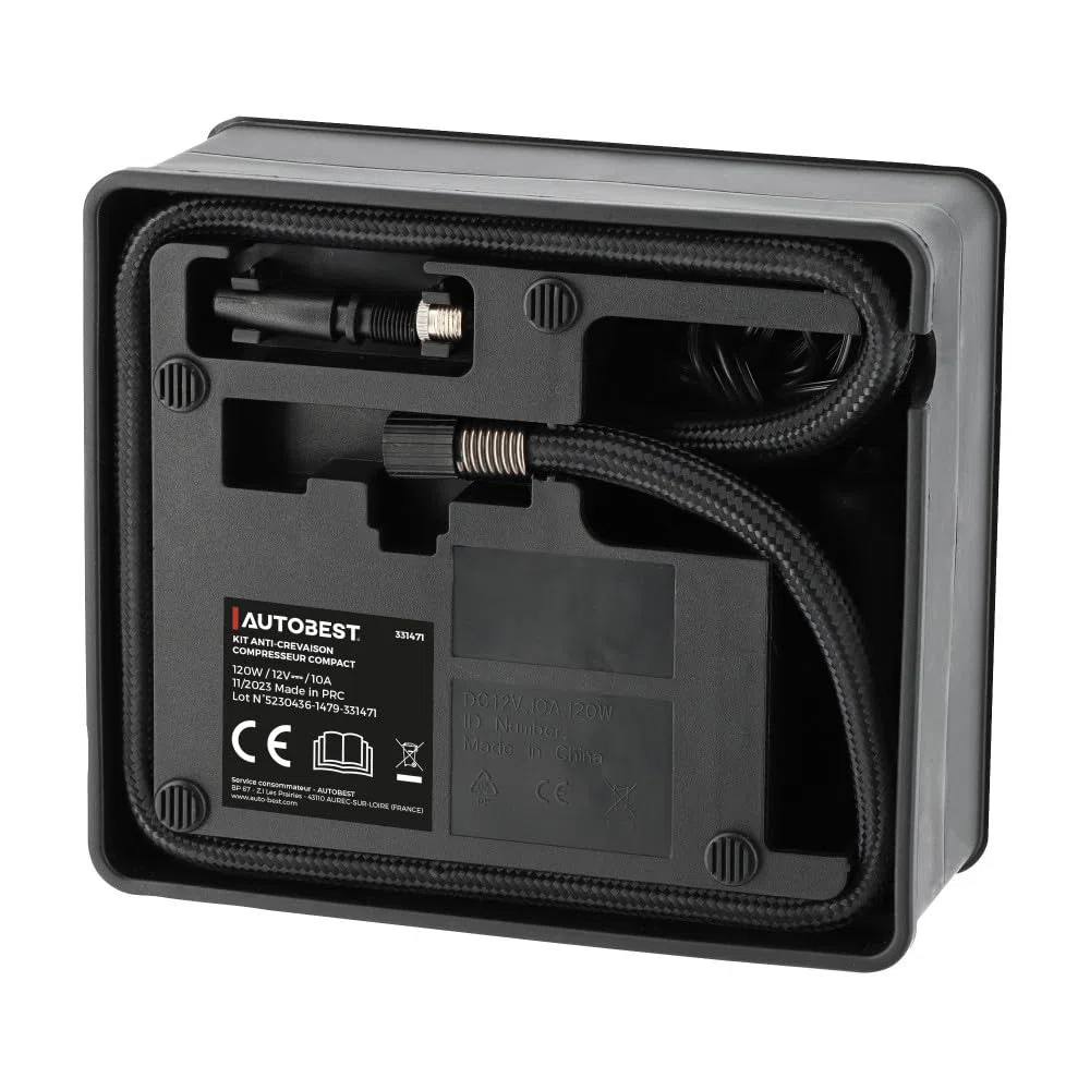 Autobest Kit anti foratura compressore compatto + liquido di riparazione
