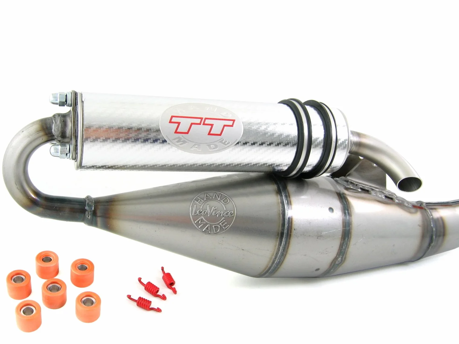 LeoVince TT cromato, silenziatore sportivo da tuning compatibile con Piaggio NRG Power 50, NRG mc2, NRG mc3, NRG extreme