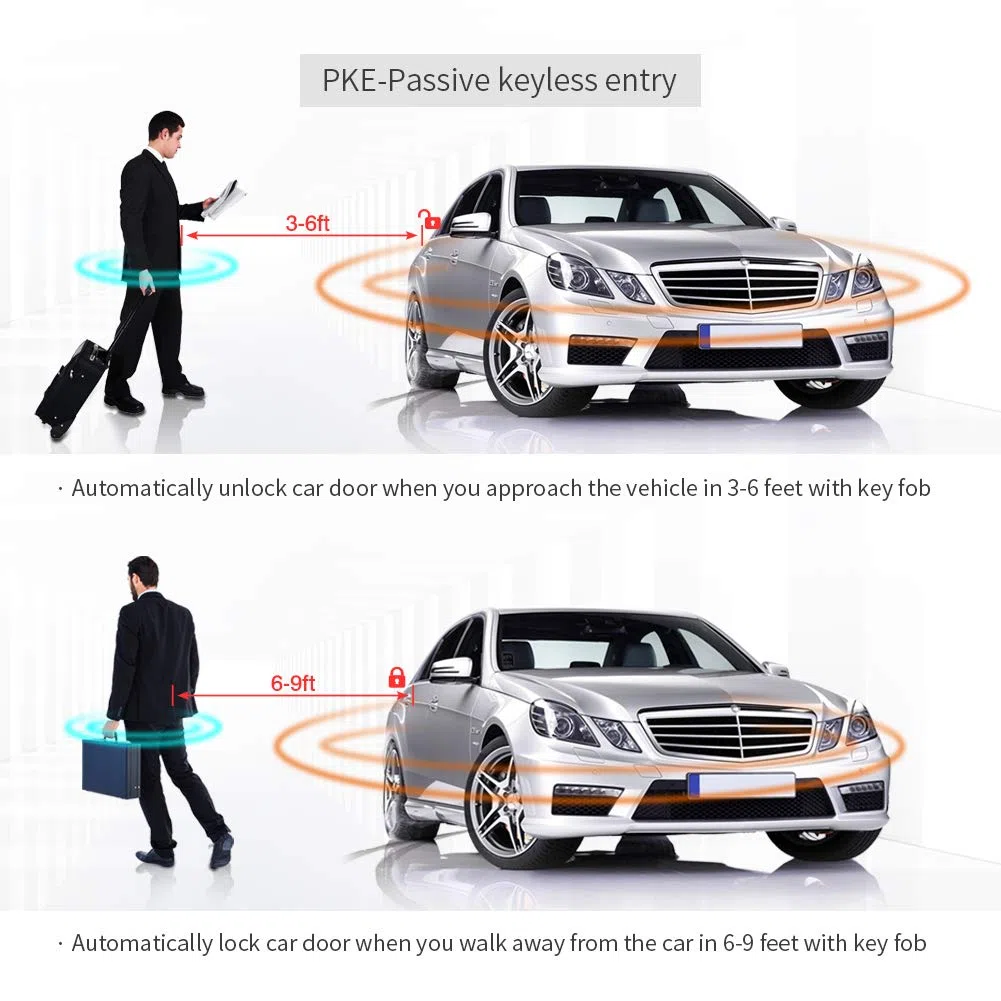 EASYGUARD EC003-NS PKE allarme auto di prossimità Ingresso Push Start Pulsante Avvio Motore remoto Avviso Shock Allarme Avviso DC12V