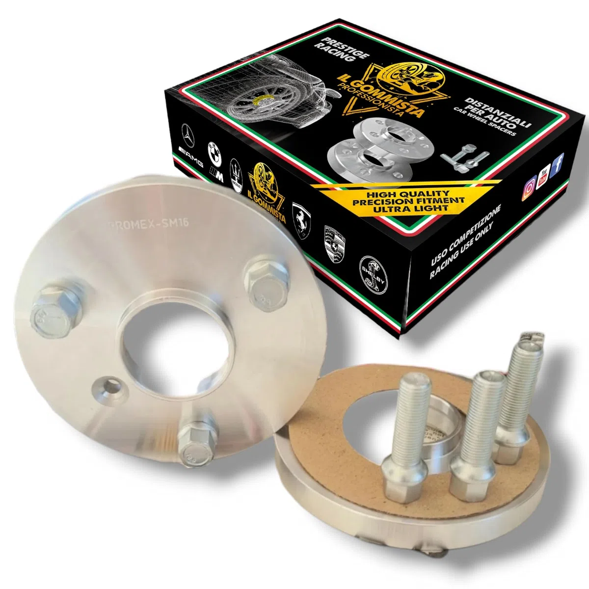 IGP 4 Distanziali Ruote 16 + 16 mm Compatibili Con Smart 3 fori + Bulloni in acciaio Fortwo 450 Roadster 452 Fortwo 451 452 Brabus