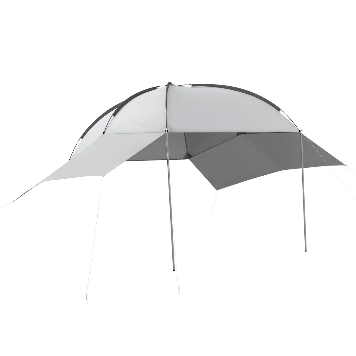 Outsunny Tendalina ad Arco Portatile con Pareti Laterali e Paletti Regolabili, Tenda per Auto in Poliestere, Acciaio e Fibra di Vetro, 300x262x230-260 cm, Grigio Chiaro