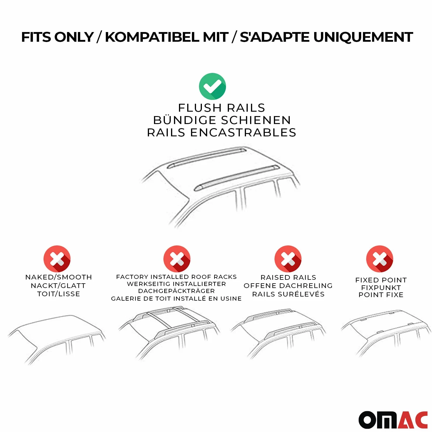OMAC Barre Portatutto Alluminio TÜV geprüft per Mercedes GLA X156 H247 2014-2026 – per Rail Tetto Integrati – T Nut – Max 100 kg – 2 Schlösser Argento