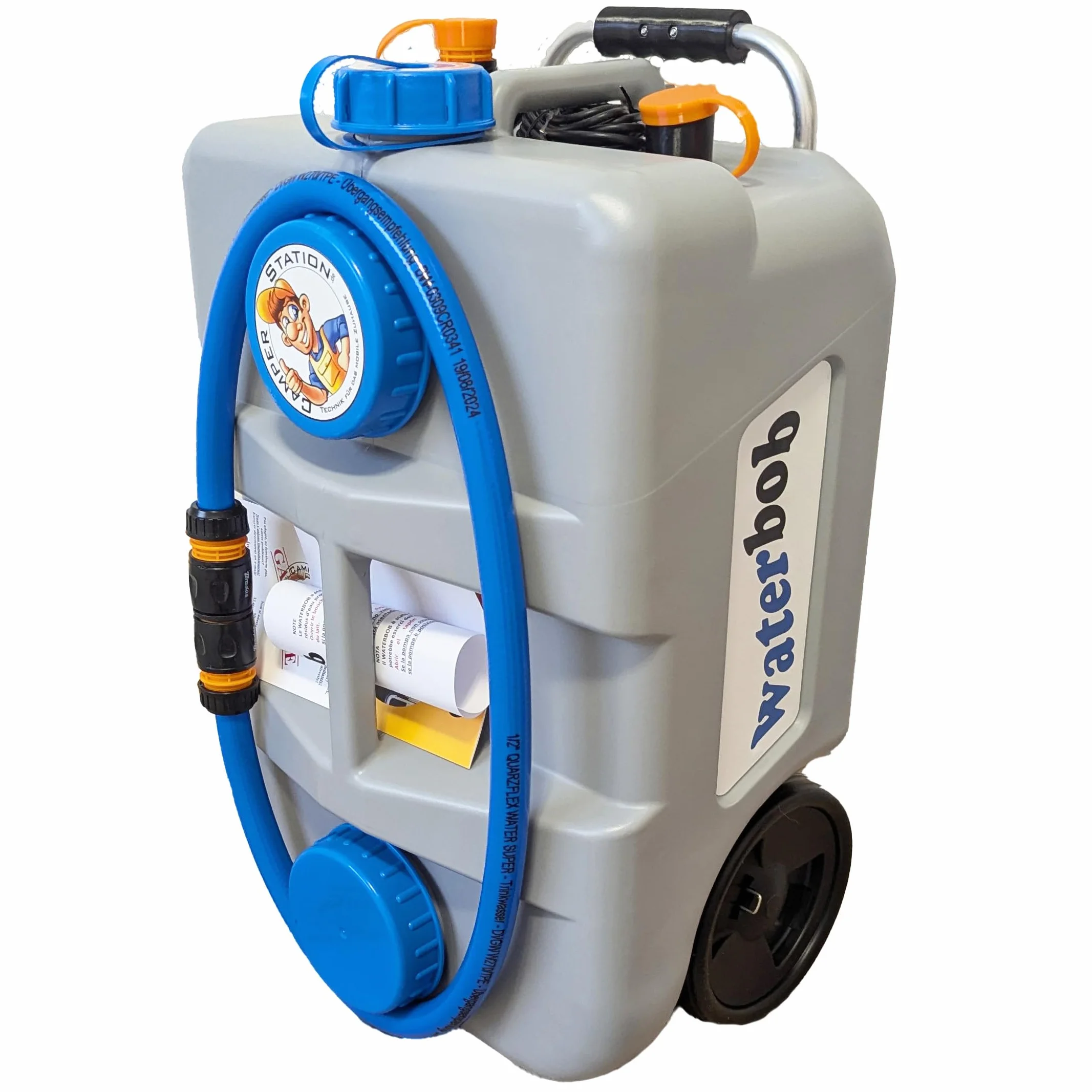 WaterBob, Serbatoio d'acqua arrotolabile con pompa da 12 Volt, grigio, lunghezza 50 cm, larghezza 32 cm, altezza 30 cm (in piedi)