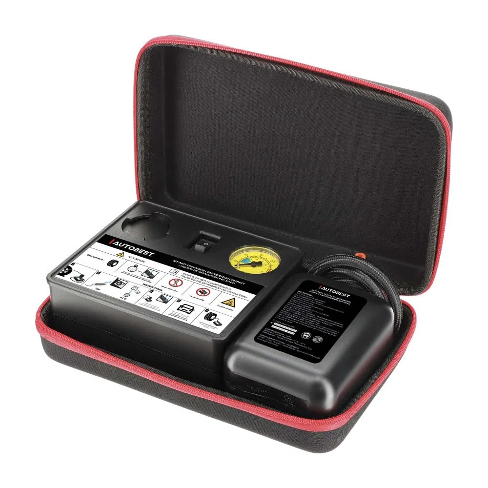 Autobest Kit anti foratura compressore compatto + liquido di riparazione
