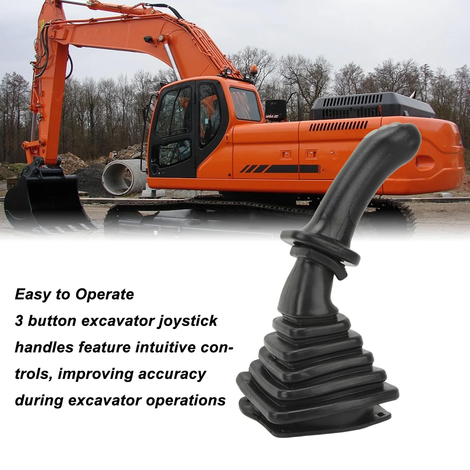 Adatto per Mini Escavatore Maniglia Joystick Sostituzione Premium per Doosan DH DX150 215 225 300 370-9C, 2 Pezzi Leva a 3 Pulsanti in Lega di Alluminio ABS