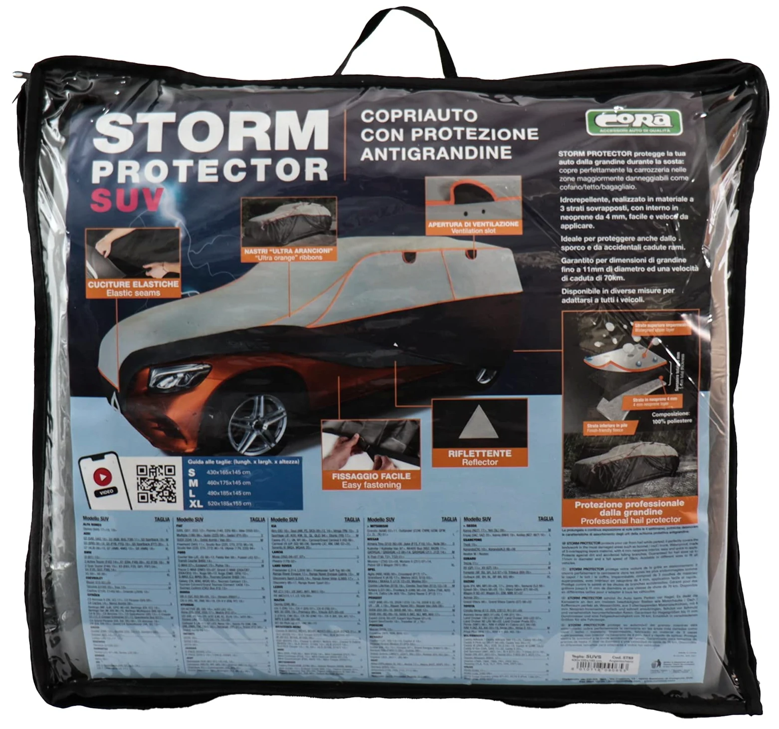 CORA Copriauto antigrandine Storm Protector SUV misura M