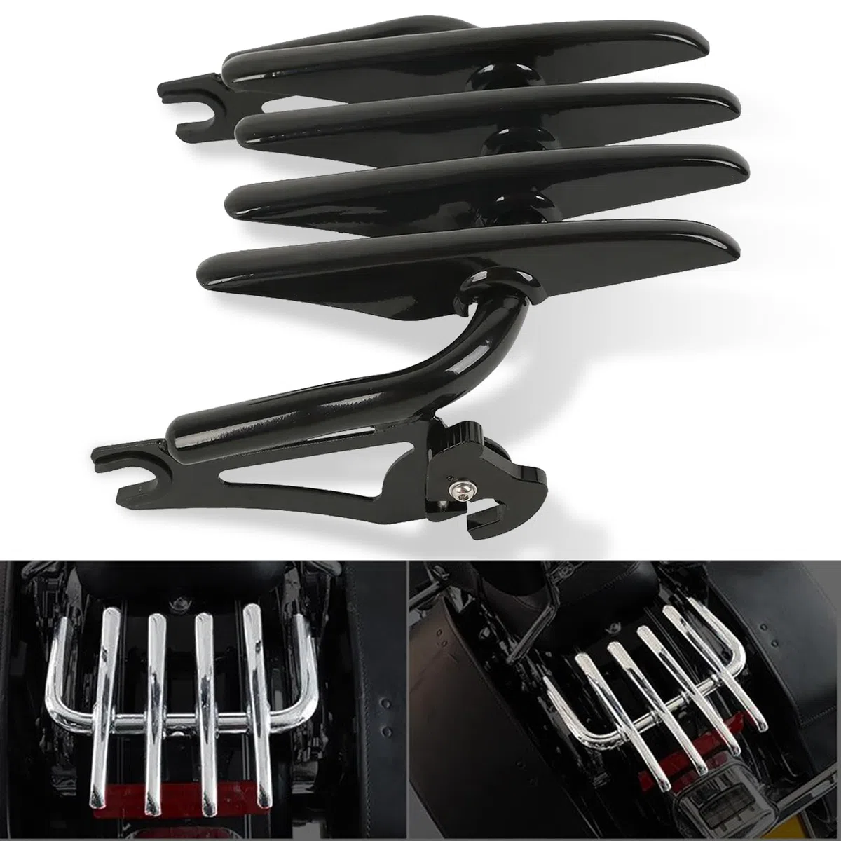 Portapacchi Amovibile Due Posti HOKUOTOLITE per Harley Touring 2009-2026 CVO Road Glide Street Glide Road King Electra Glide Ultra Limited, Nero