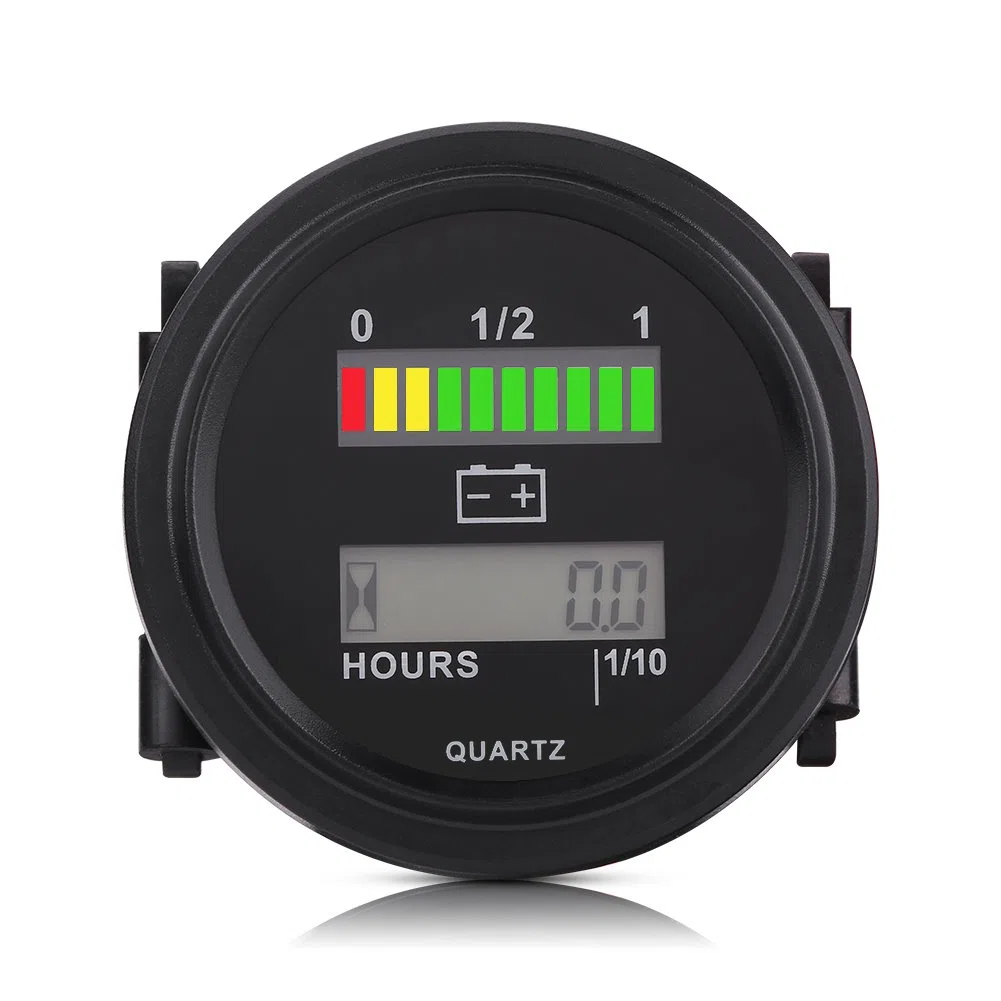 12 V/24 V/36 V/48 V/72 V Misuratore di ora con batteria a LED per carrello – Flash LED, grafico a barre LED a 10 segmenti, alta affidabilità, ampia gamma operativa