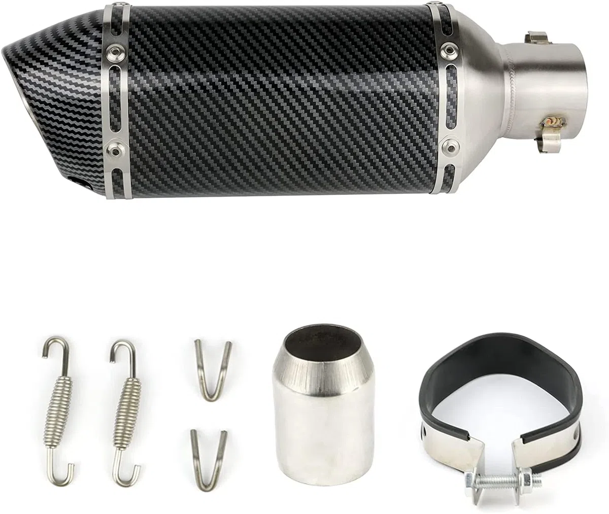 Silenziatore di Scarico 38-51mm Universale,Tubo di Scarico per Moto con Interfaccia 38-51MM e Silenziatore Rimovibile,per da Cross, da Strada, Scooter, Quad