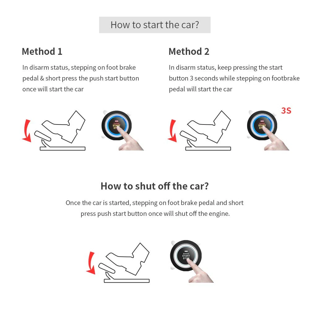 EASYGUARD EC003-NS PKE allarme auto di prossimità Ingresso Push Start Pulsante Avvio Motore remoto Avviso Shock Allarme Avviso DC12V