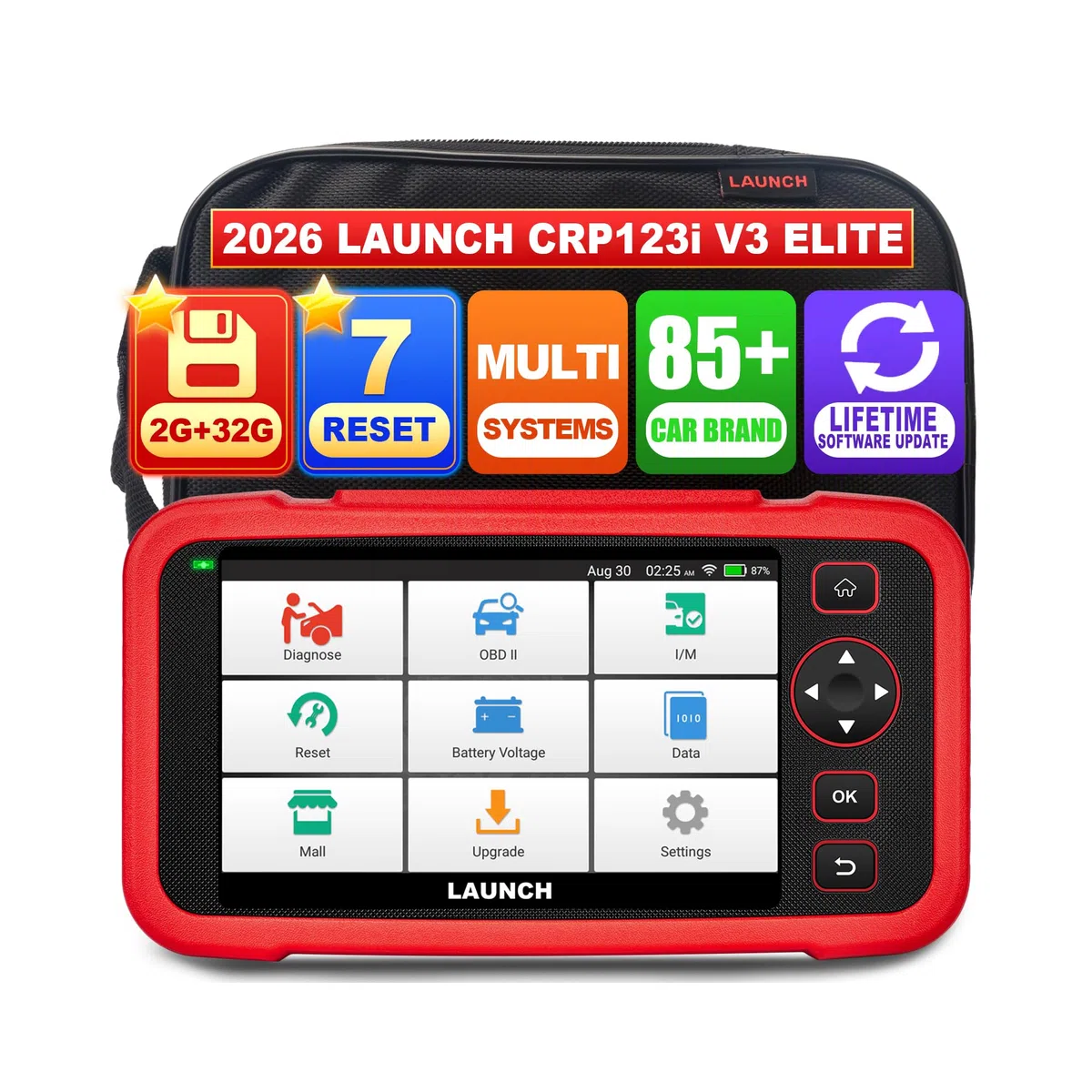 LAUNCH CRP123i V3.0 OBD2 Auto Diagnostica, Diagnosi Autos Professionale in Italiano, Veicoli Scanner con 4 Sistemi Diagnostici, 7+ Mantenimento Resets olio/Brake/SAS/ABS/DPF/BMS/ETS