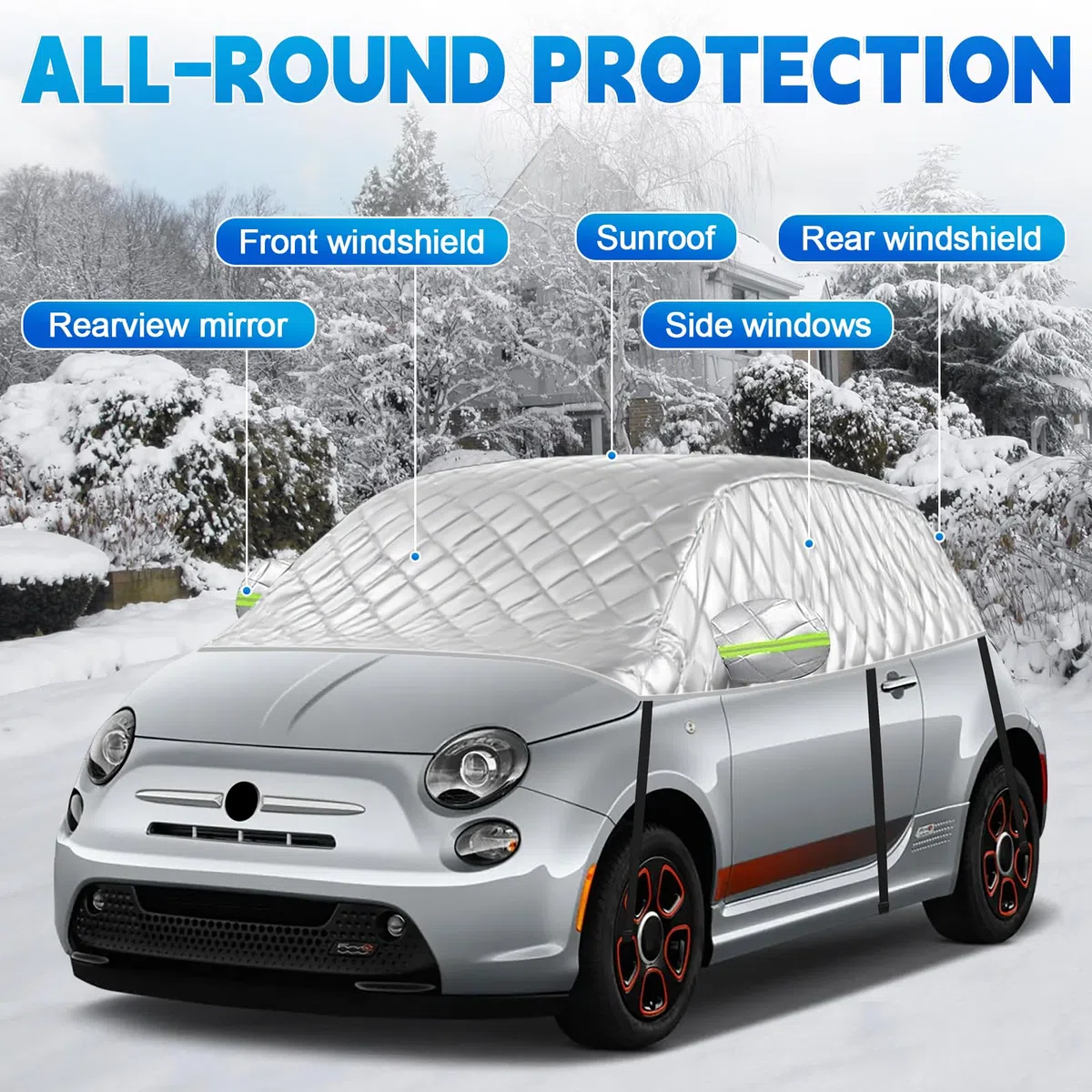 Mezza Copertura Portellone Universale 300X150X49cm, Perfetta Vestibilità Addensata per Metà Garage impermeabile Sostituzione per Fiat 500/Abarth 595, per Up/Seat MII, Antigrandine e Antineve