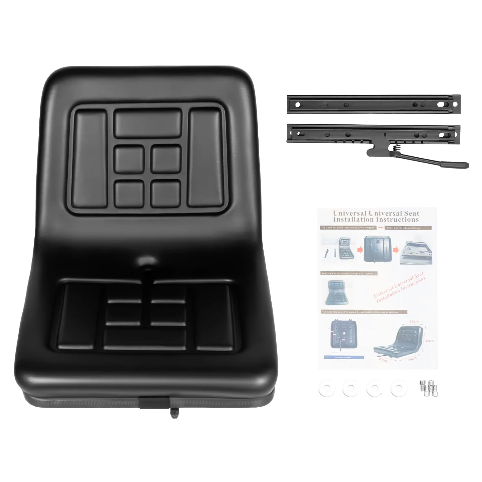 Sedile per trattore, sedile per trattore, sedile universale anteriore/posteriore, regolabile con foro di scarico, sedile ergonomico per trattori, tosaerba, mini escavatore