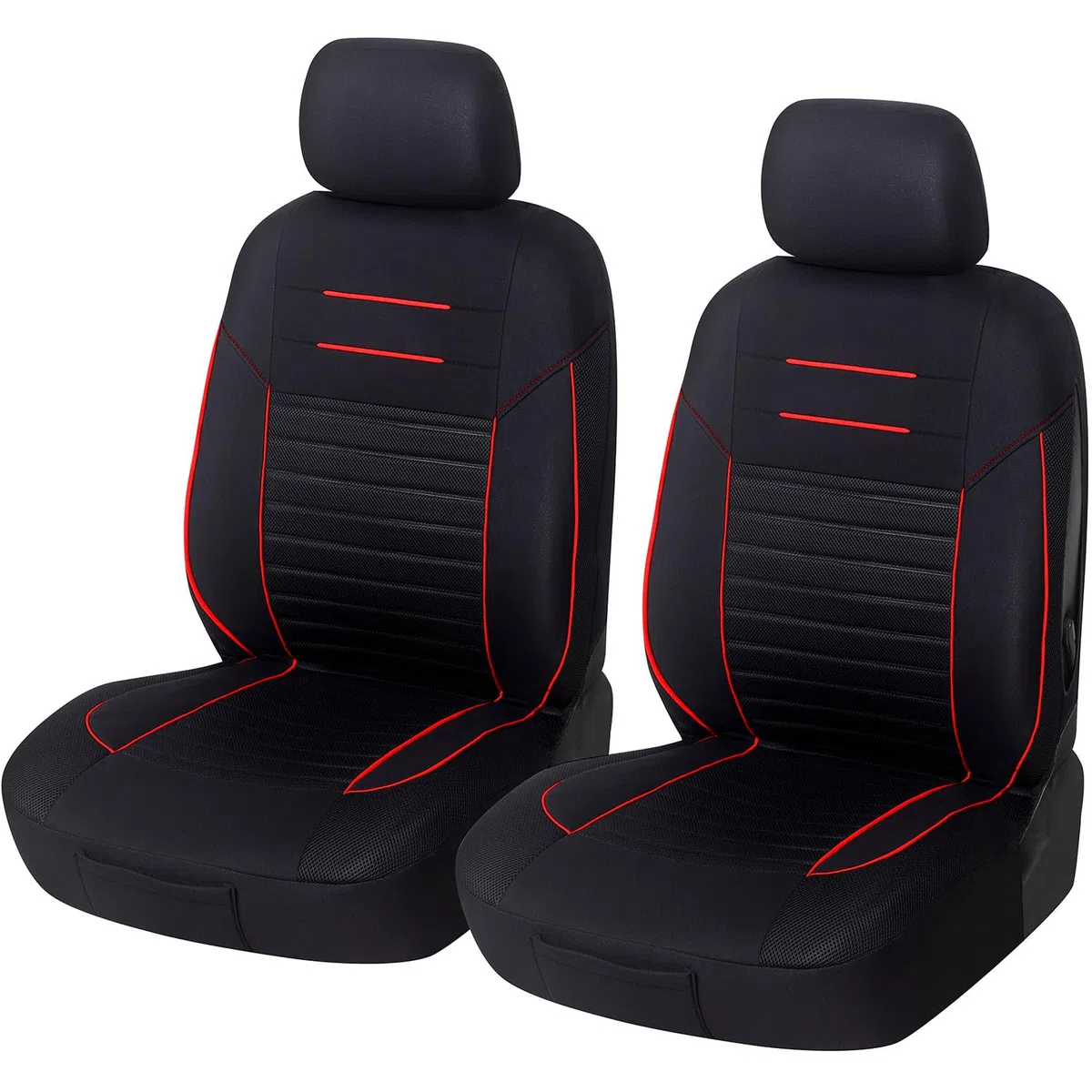 Upgrade4cars Coprisedili Auto Rosso Nero Anteriore Universali | Set Copri-Sedile Universale per Guidatore e Passeggero | Accessori Auto Interno