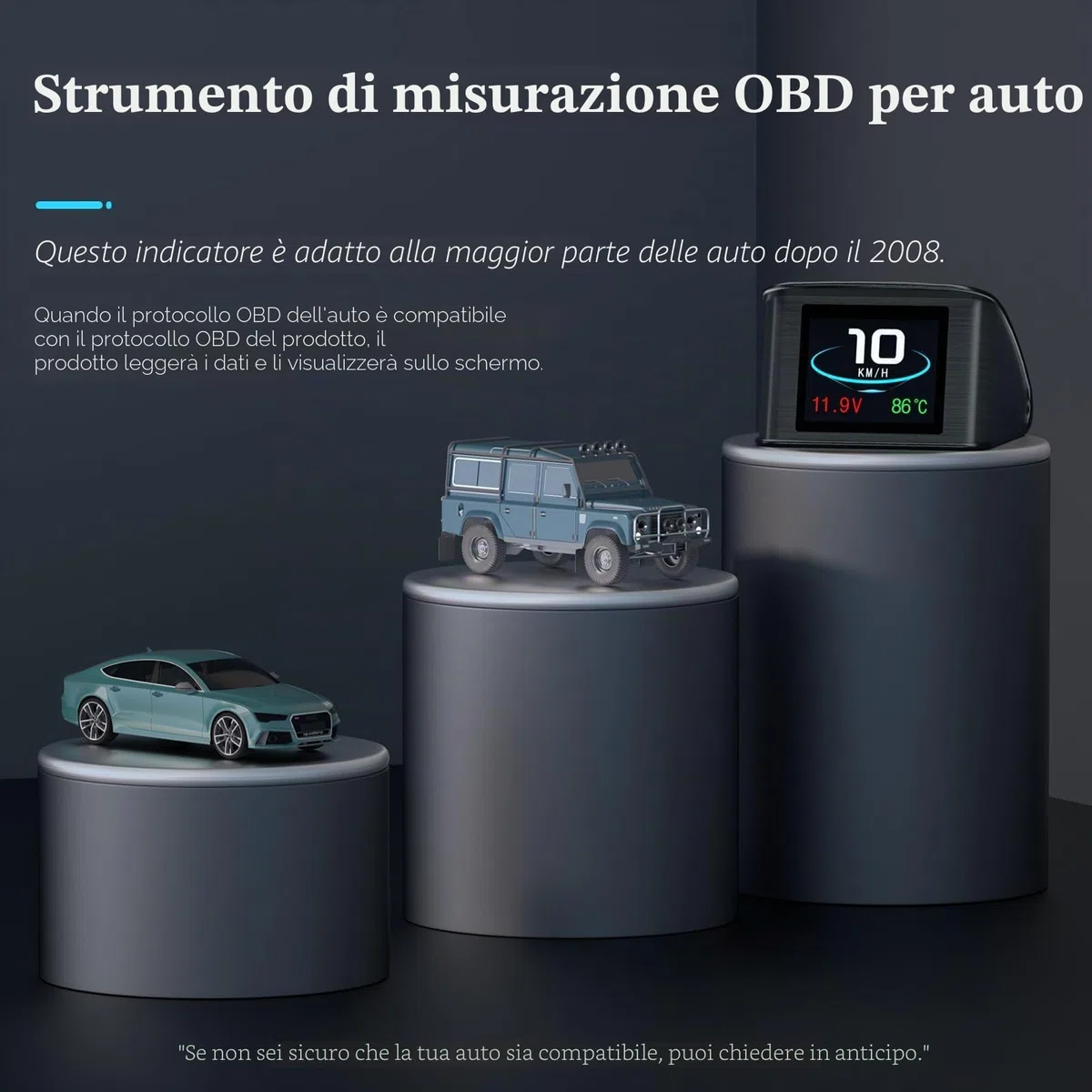 Display HUD Head Up per auto, tachimetro digitale OBD intelligente con allarme di velocità eccessiva, KMH e MPH, schermo LCD TFT da 2,2", adatto per Volkswagen Ranger 2008-2020, compatibile