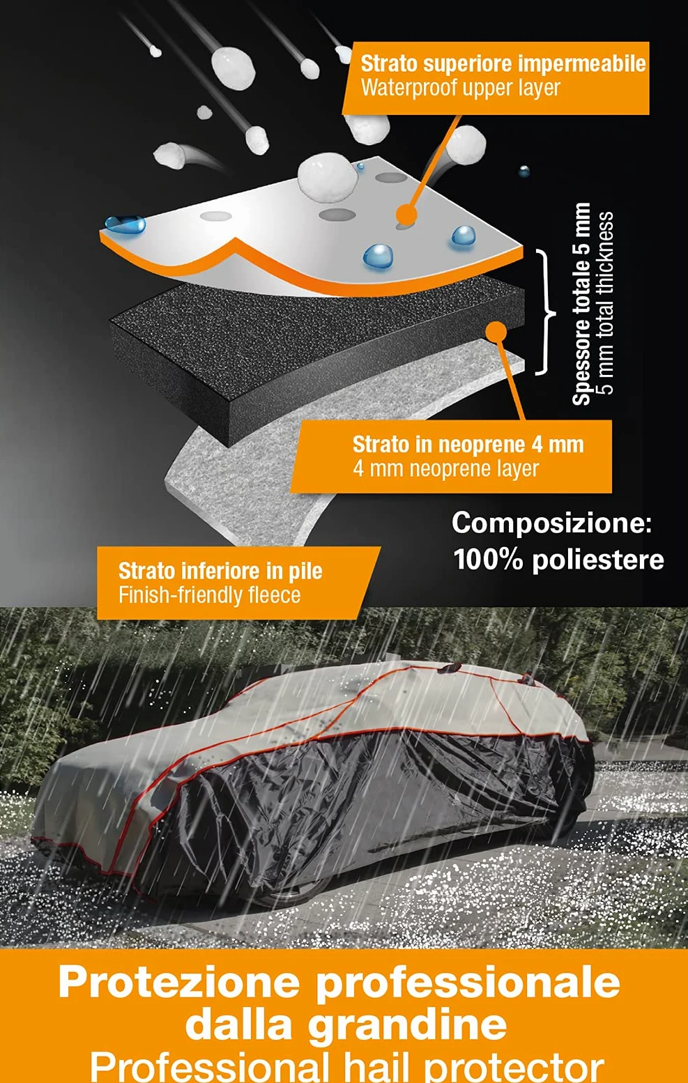 CORA Copriauto antigrandine Storm Protector SUV misura M