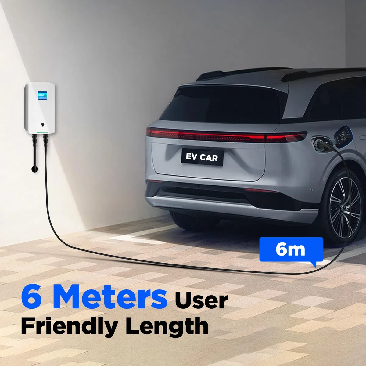 Morec 11kW trifase Stazione di Ricarica EV 16 A Tipo 2 EU Standard IEC 62196-2, Spina con Cavo di Alimentazione per Scatola di distribuzione, Portatile e Veloce da Parete, 6,1 m