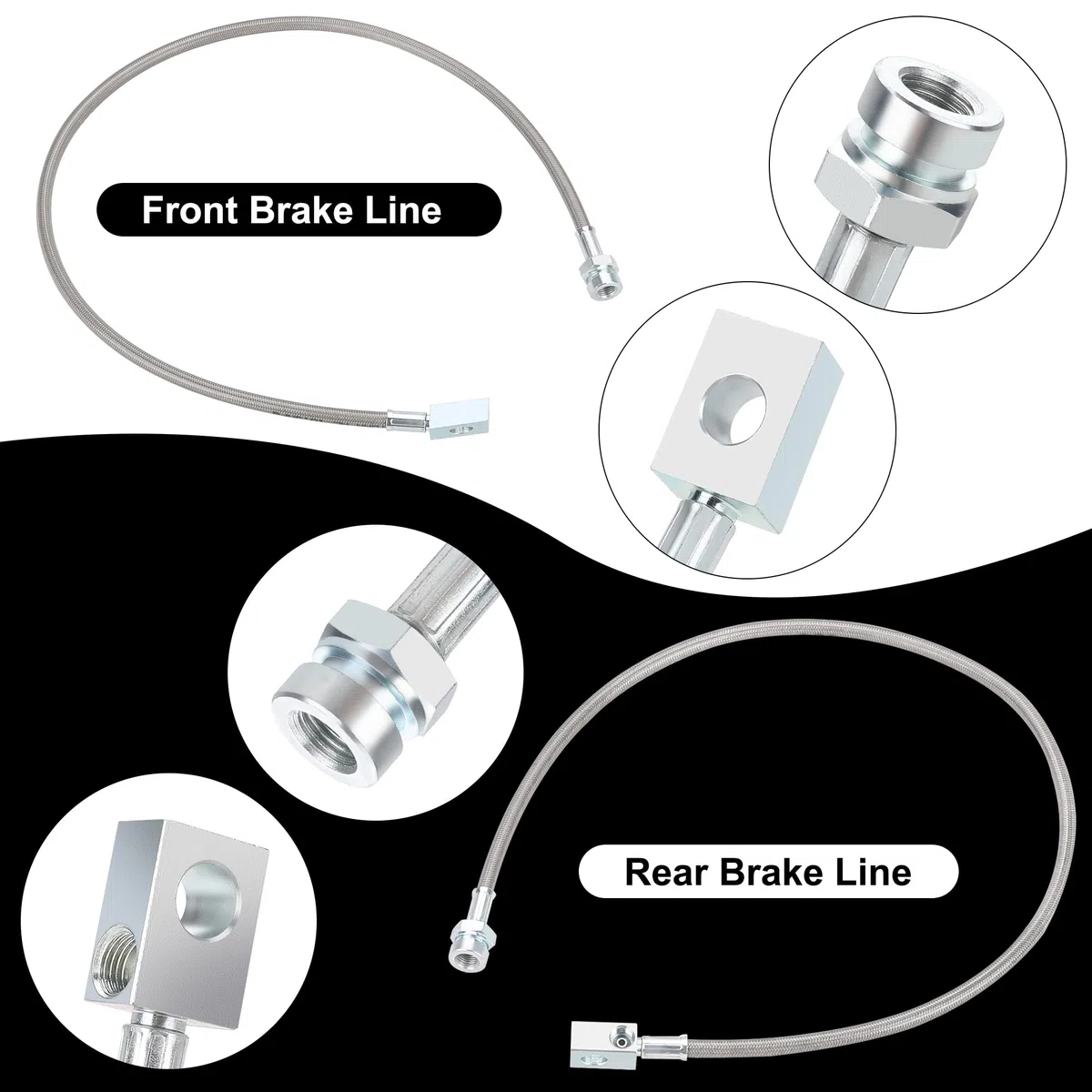 89715 Linee freno in acciaio inox per Jeep Wrangler TJ/YJ/XJ 1987-2006, anteriore/posteriore (89702 e 89703)