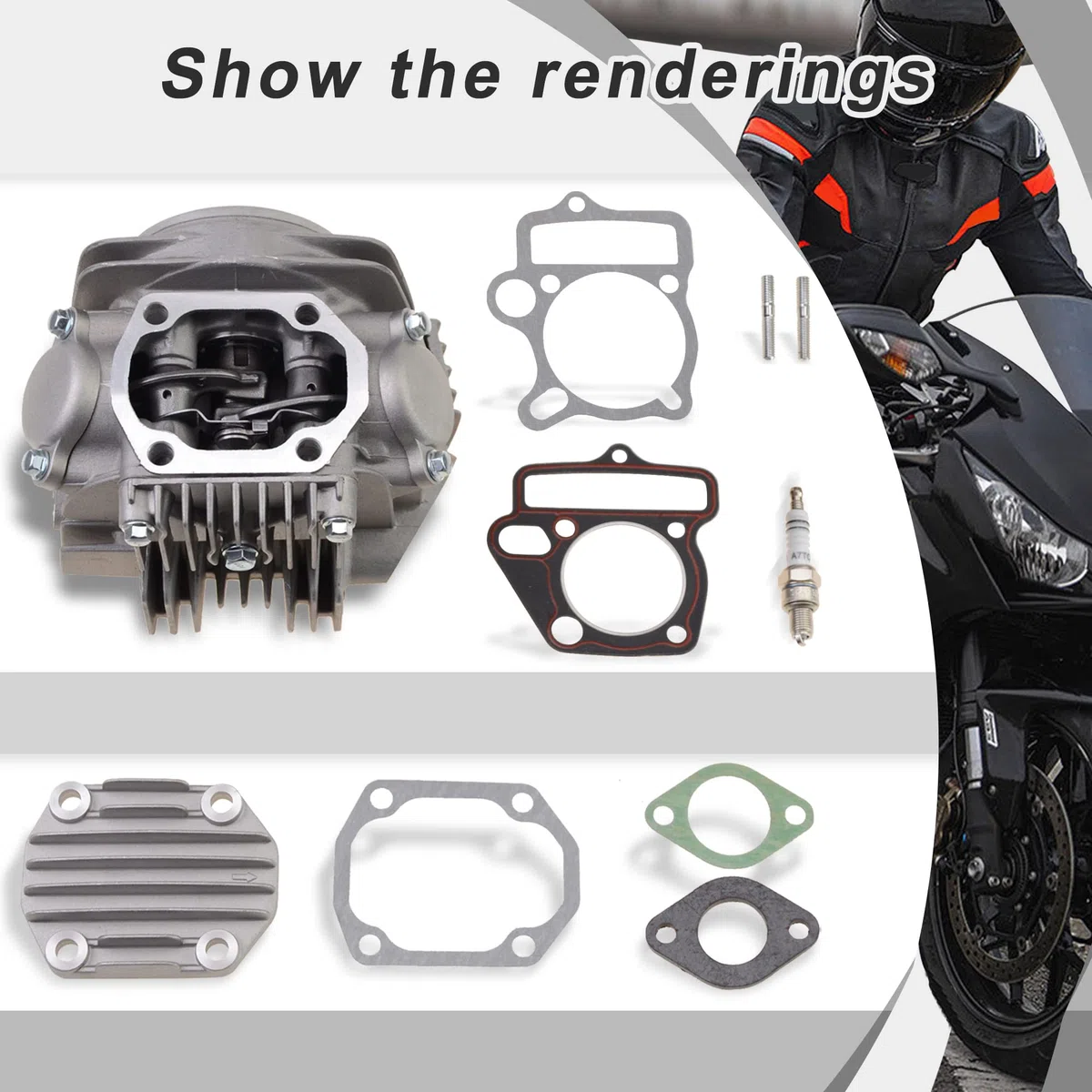 GOOFIT 52.4mm Teste Cilindro A7TC Candela Assemblaggio Kit Ricostruzione Guarnizioni Sostituzione Per 4 Tempi LIFAN 110CC 125cc Motore Moto ATV Go Kart Pocket Dirt Pit Bike