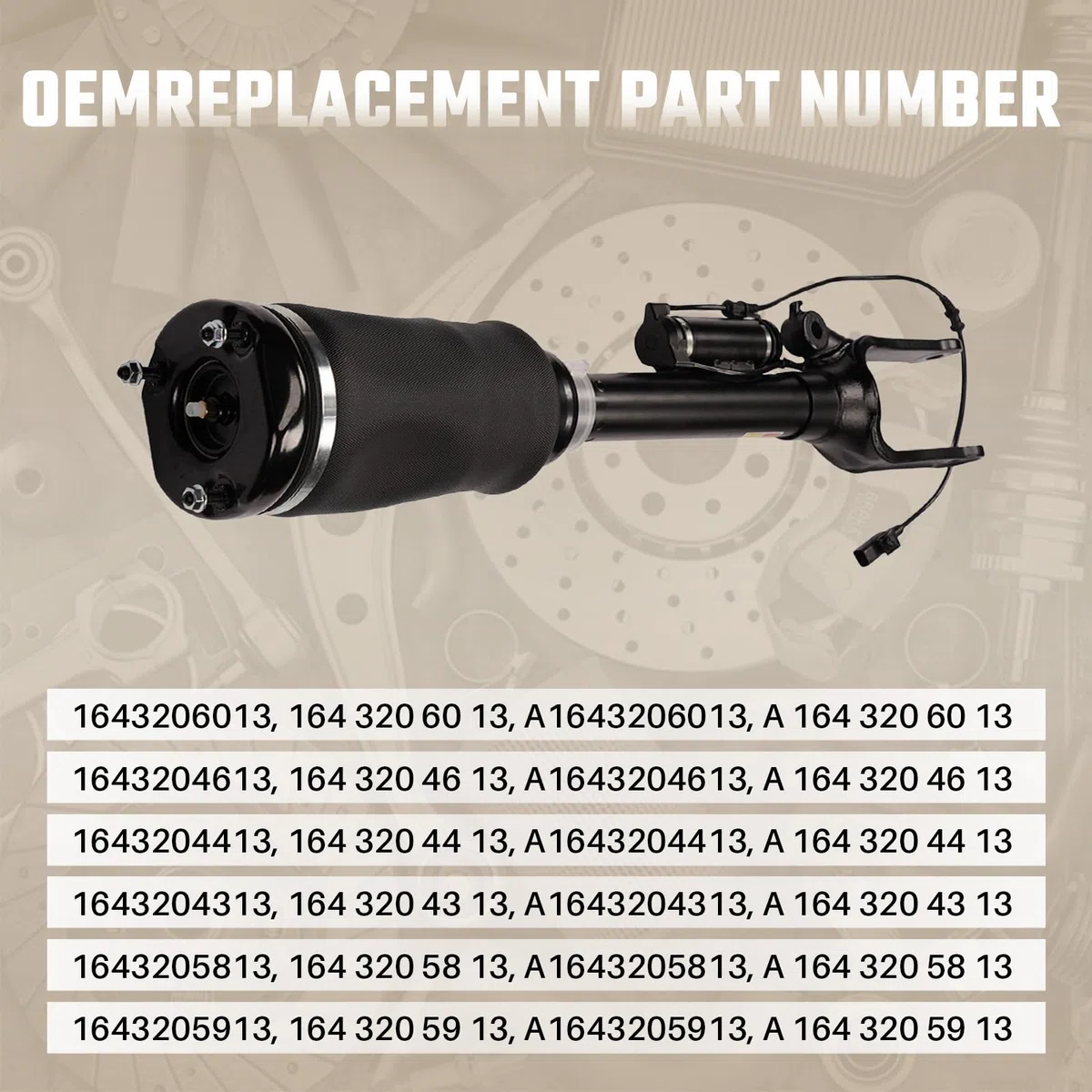 Ammortizzatore anteriore con sospensione pneumatica adatto per Classe ML W164 Classe GL X164 GL320 GL350 GL450 GL550 ML320 ML350 ML450 ML500 Numero di parte 1643204313 1643205913