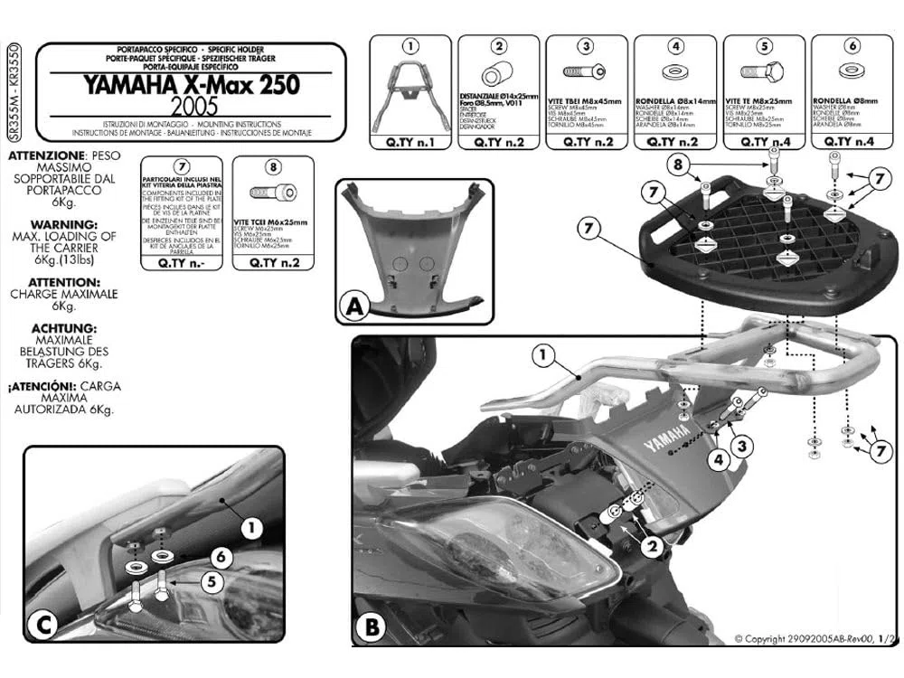 Givi SR355M - Portabagagli per Monokey 40, colore: Nero