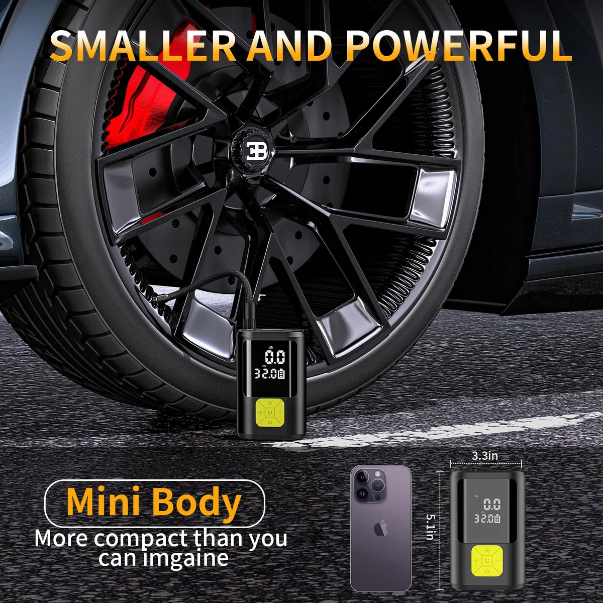 EVARYOO 6000mAh Mini Compressore Aria Portatile Auto, 150PSI Gonfiatore Bici Elettrico con Schermo LCD Digitale e Torcia LED, Pompa Elettrica per Bicicletta, Auto, Moto, monopattino, Palloni