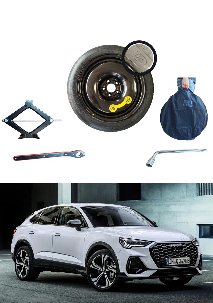 D'ANGELO 1988 Kit Ruotino di Scorta 20" compatibile con Q3 Sportback con Cric, Chiave e Sacca (2020>)
