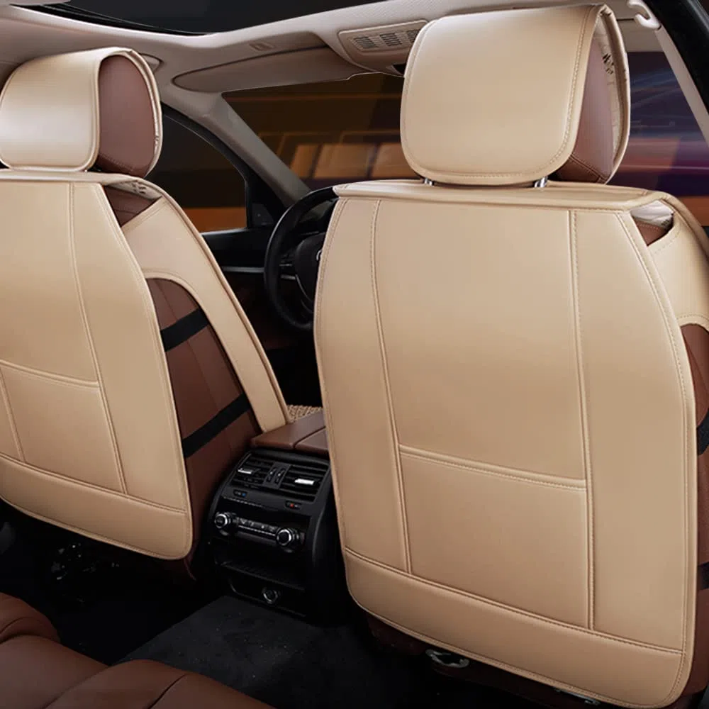 Coprisedili auto per tutte le stagioni, per Tiguan Limited, in similpelle, 5 posti, beige