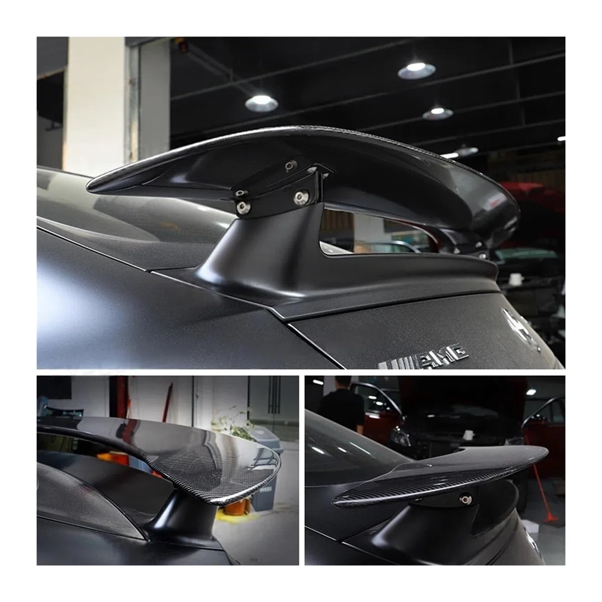 Spoiler posteriore in fibra di carbonio FRP per auto, stile Racing GT, compatibile con Benz AMG GT43 GT50 GT53 OEM Style(Half carbon)