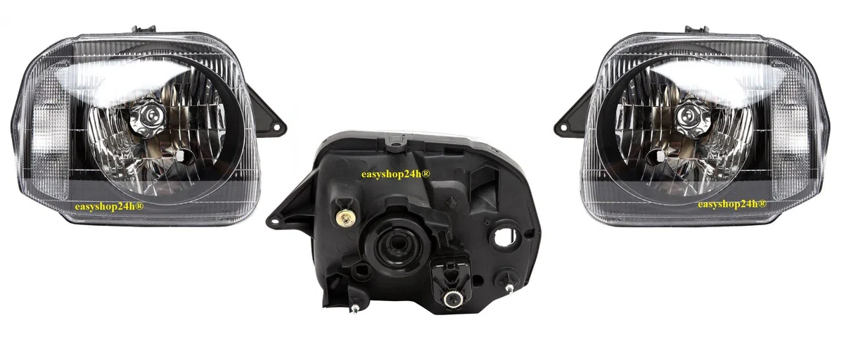 Set 2 Faro Fanale Proiettore Anteriore Destro e Sinistro Per Jimny dal 1998 al 2017 H4 Predisposto Regolazione Elettrica Gruppo Ottico Luce Fanalino Guidatore Passeggero