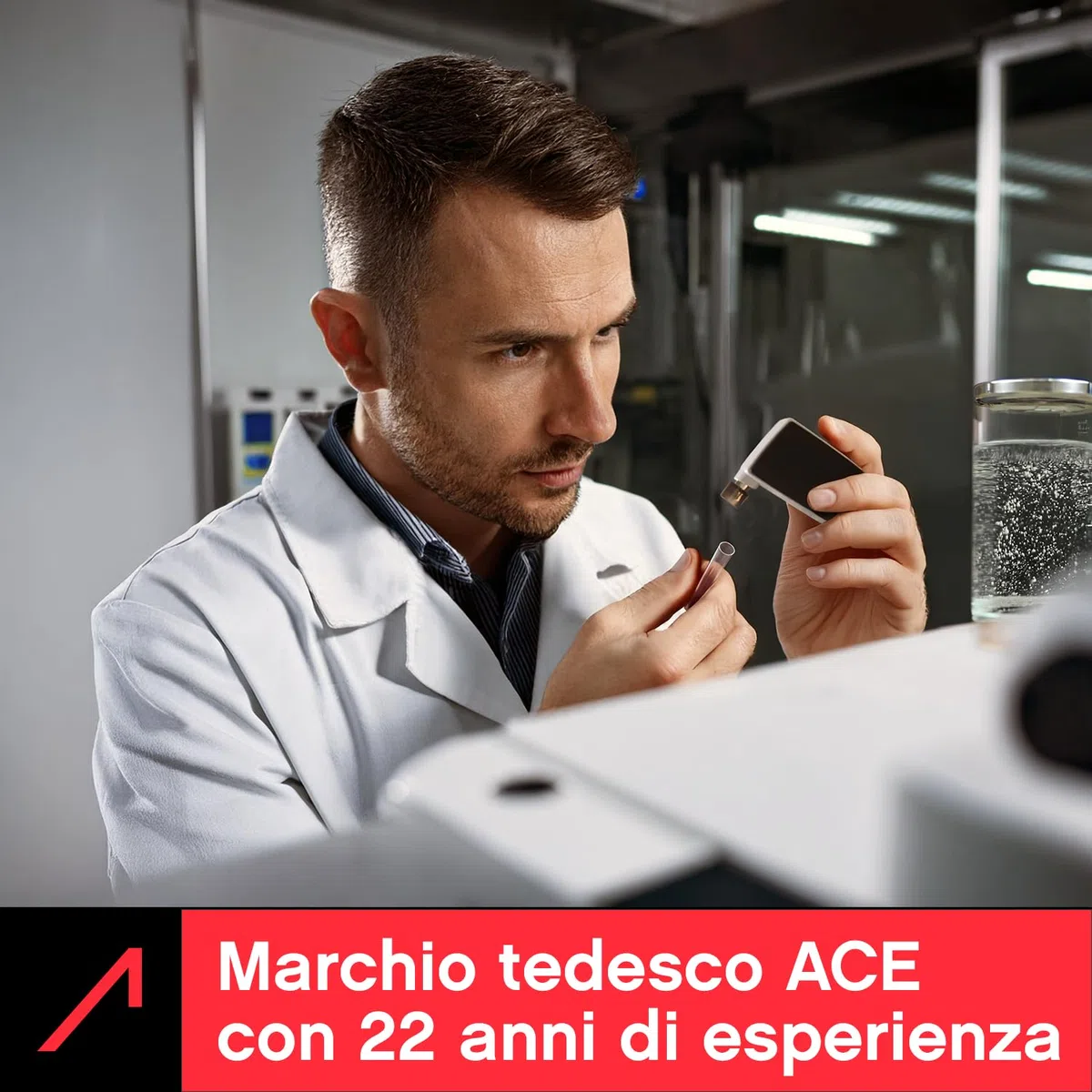 ACE Etilometro XS Lite - Accuratezza del 96,3% (TU Vienna, gennaio 2026) - Etilometro calibrato con precisione poliziesca - Super Compatto