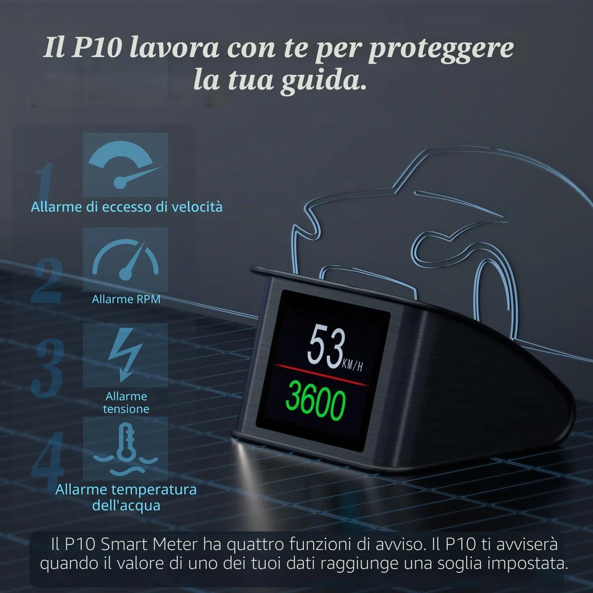 Display HUD Head Up per auto, tachimetro digitale OBD intelligente con allarme di velocità eccessiva, KMH e MPH, schermo LCD TFT da 2,2", adatto per Volkswagen Ranger 2008-2020, compatibile