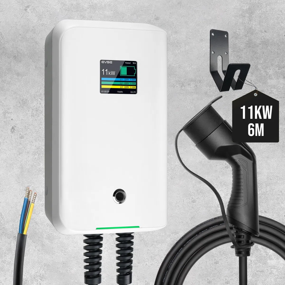 Morec 11kW trifase Stazione di Ricarica EV 16 A Tipo 2 EU Standard IEC 62196-2, Spina con Cavo di Alimentazione per Scatola di distribuzione, Portatile e Veloce da Parete, 6,1 m